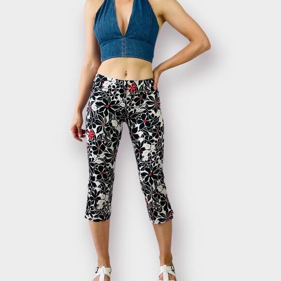 Y2K Star C.C.C. Floral Capri Pants‎ - Picture 1 of 5